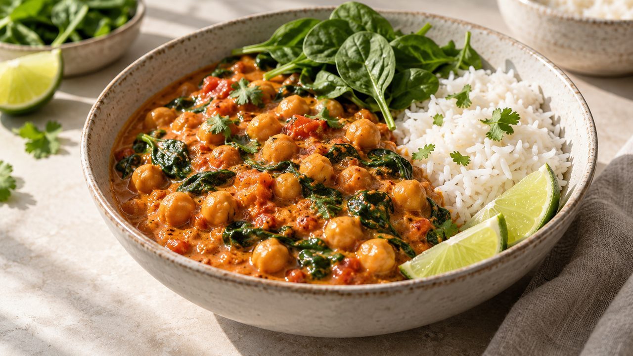 Curry de pois chiches au lait de coco, facile et parfumé
