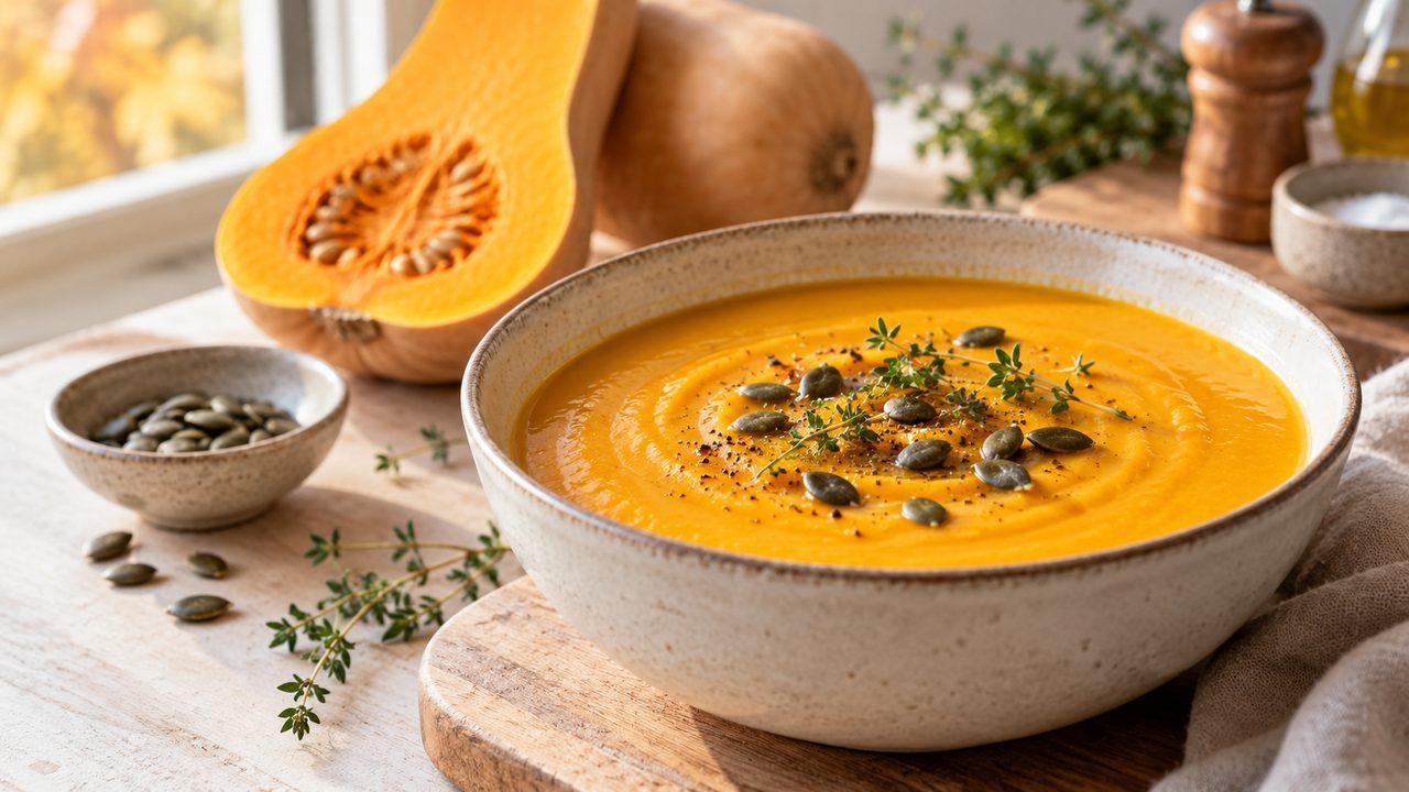 Soupe butternut facile : un velouté doux et vraiment onctueux